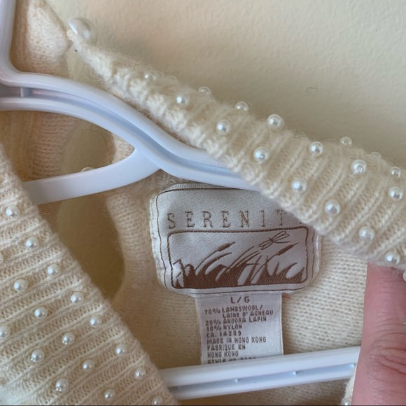 Ivory Mockneck Sweater with Pearl Beads - Picture 4 of 4